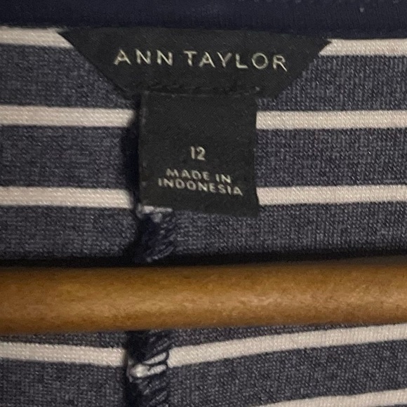 Ann Taylor Navy | White Stripe Dress Sz 12 - Picture 3 of 6